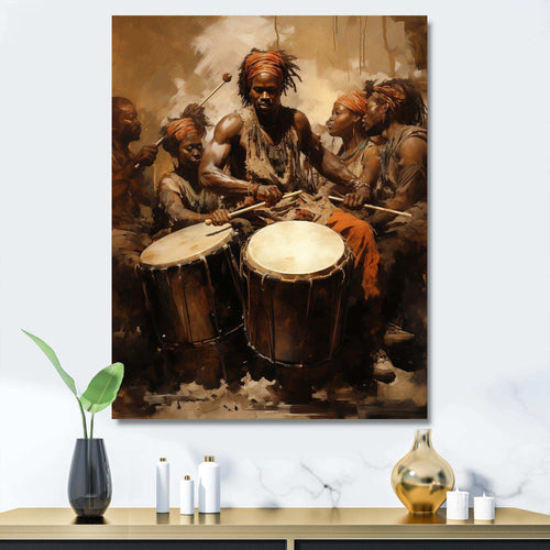 Traditional African Drum Drama - Music Canvas Wall Art