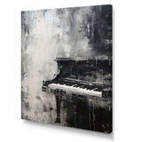 Minimalism Piano Midnight Black And White I - Music Canvas Wall Art