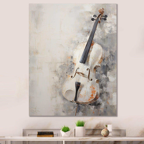 Minimalism White Violin Music - Music Canvas Wall Art