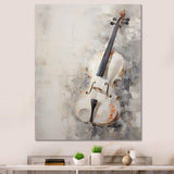 Minimalism White Violin Music - Music Canvas Wall Art