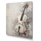 Minimalism White Violin Music - Music Canvas Wall Art