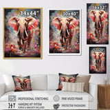 Pink Elephant Stampede - Elephant Home Decor Art