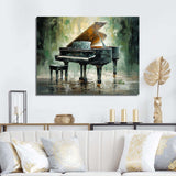 Green Piano Impressionists Instrument - Music Canvas Wall Art