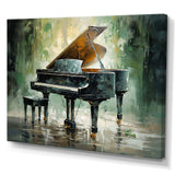 Green Piano Impressionists Instrument - Music Canvas Wall Art