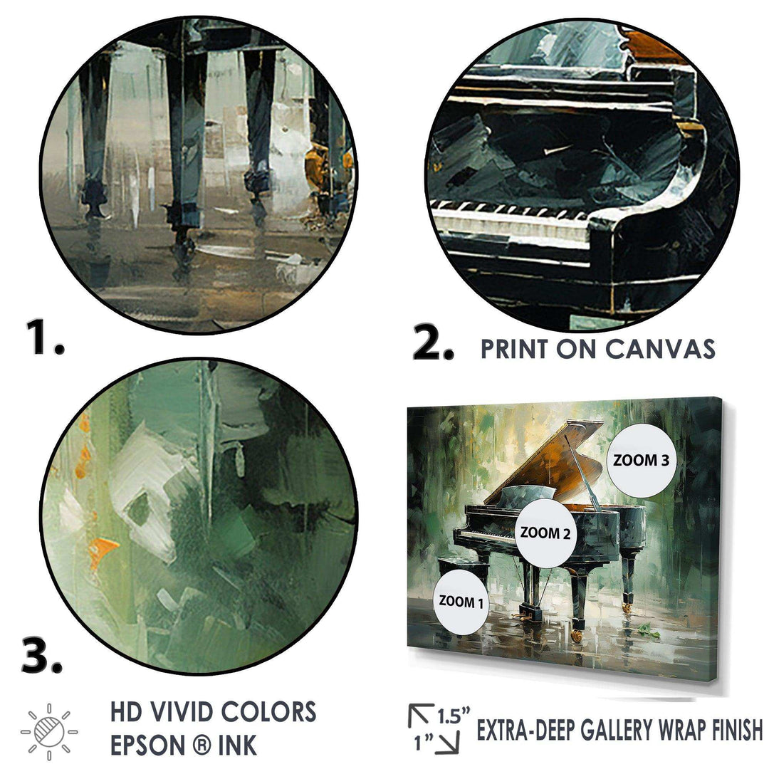 Green Piano Impressionists Instrument - Music Canvas Wall Art