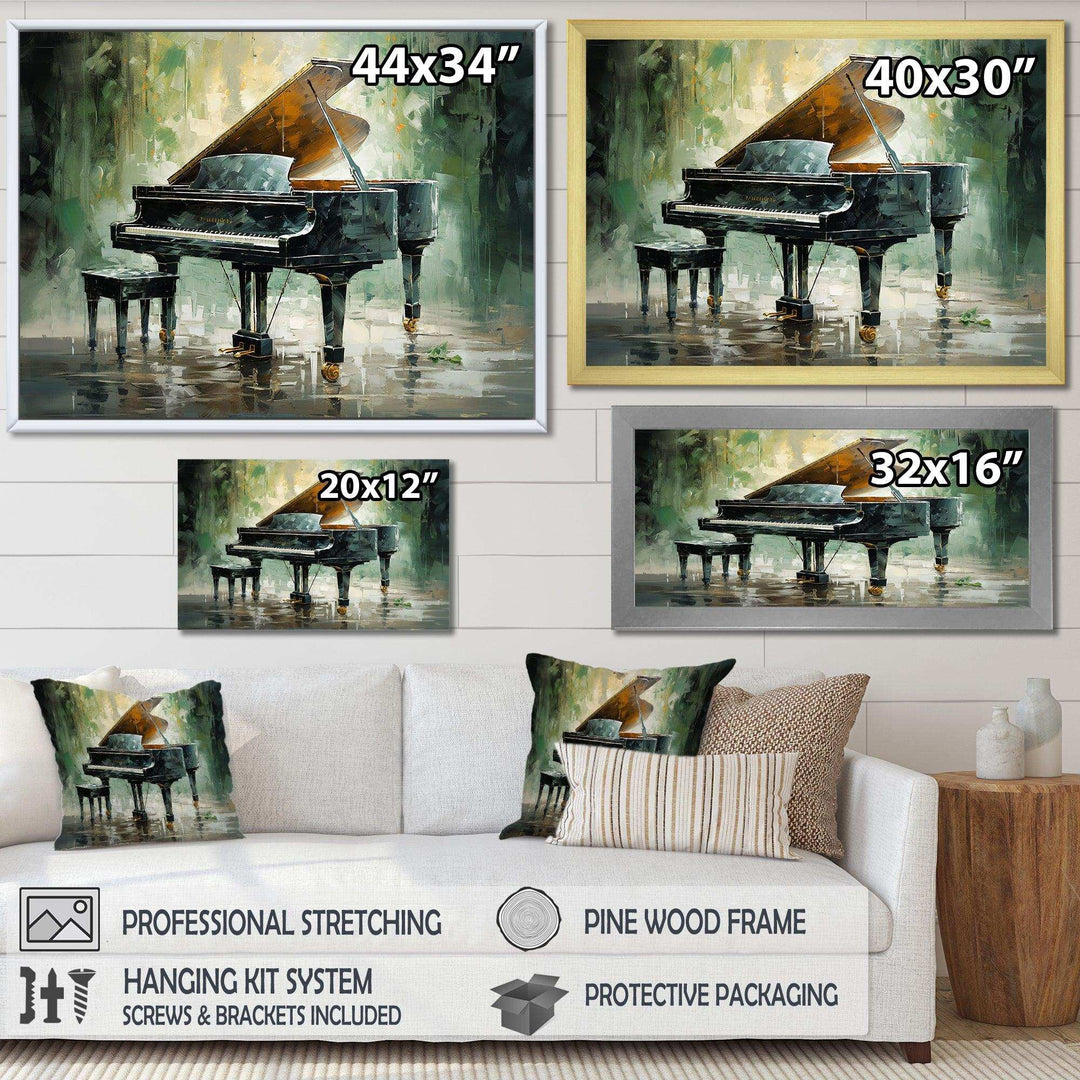 Green Piano Impressionists Instrument - Music Canvas Wall Art