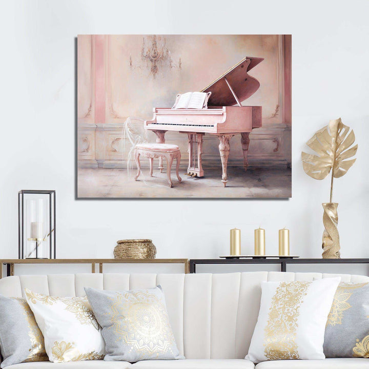 Pink Pastel Piano Play IV - Music Canvas Wall Art