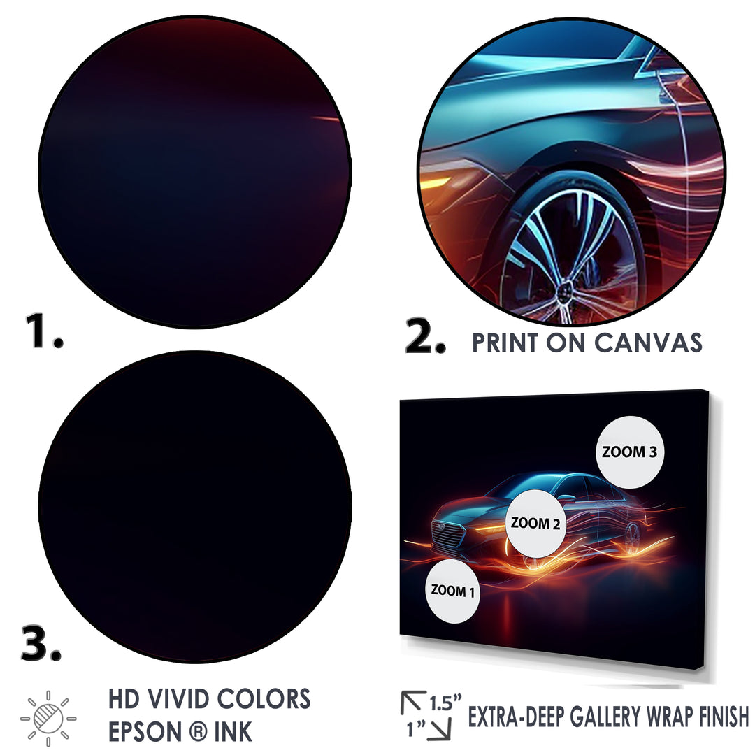 Neon Light Strips Luxury Car - Cars Luxury Canvas Wall Art