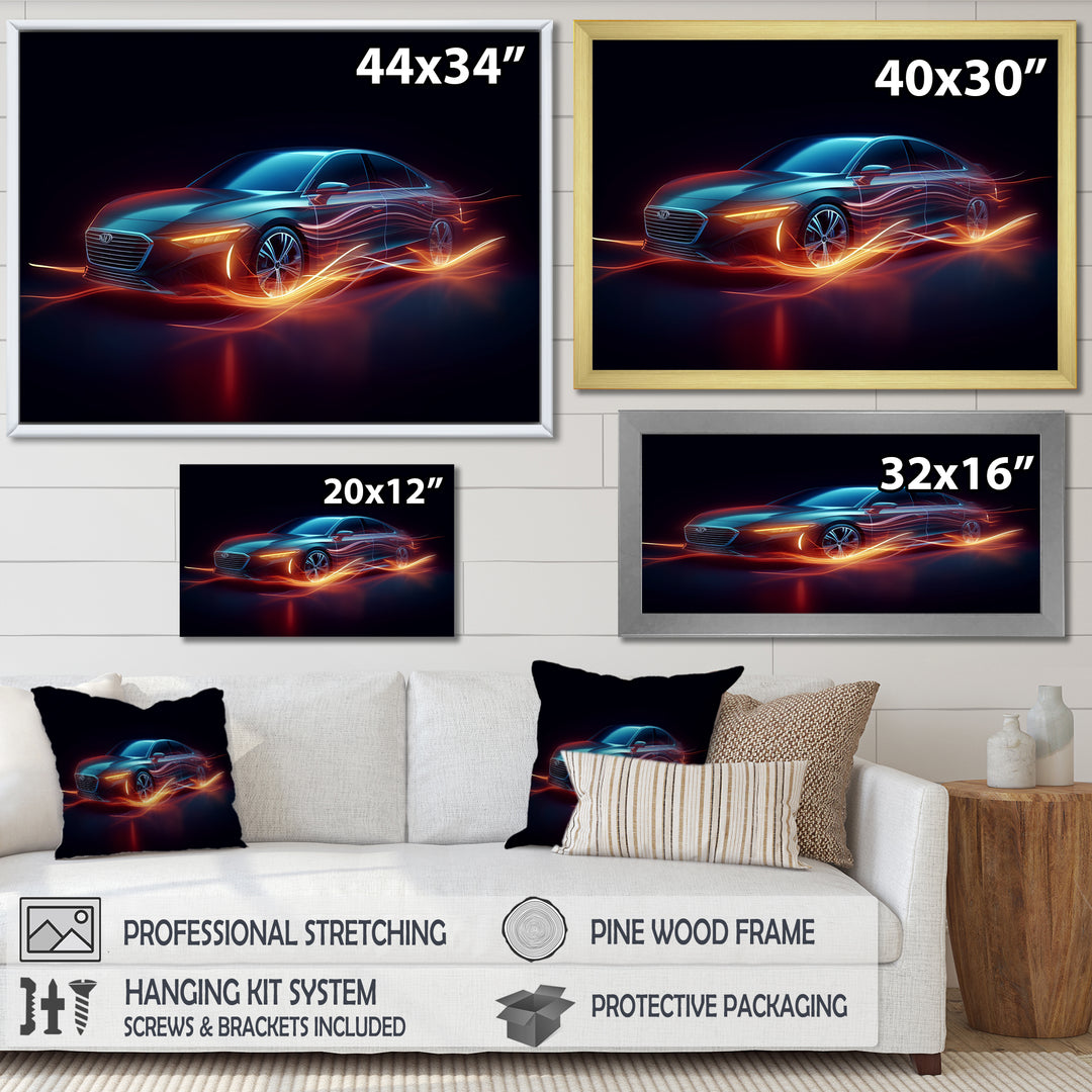 Neon Light Strips Luxury Car - Cars Luxury Canvas Wall Art