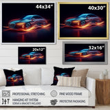 Neon Light Strips Luxury Car - Cars Luxury Canvas Wall Art