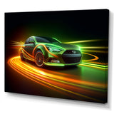 Neon Light Strips Car Drifting - Cars Drifting Canvas Wall Art