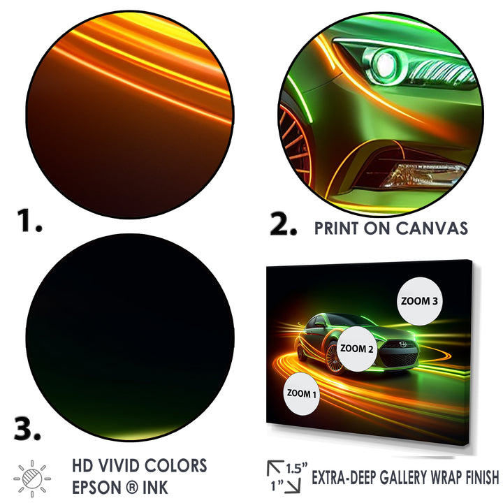 Neon Light Strips Car Drifting - Cars Drifting Canvas Wall Art