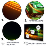 Neon Light Strips Car Drifting - Cars Drifting Canvas Wall Art