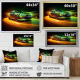 Neon Light Strips Car Drifting - Cars Drifting Canvas Wall Art