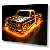 Neon Light Strips Orange Pickup Truck - Truck Pickup Canvas Wall Art