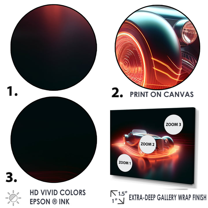 Neon Light Strips Roadster - Classic Cars Canvas Wall Art