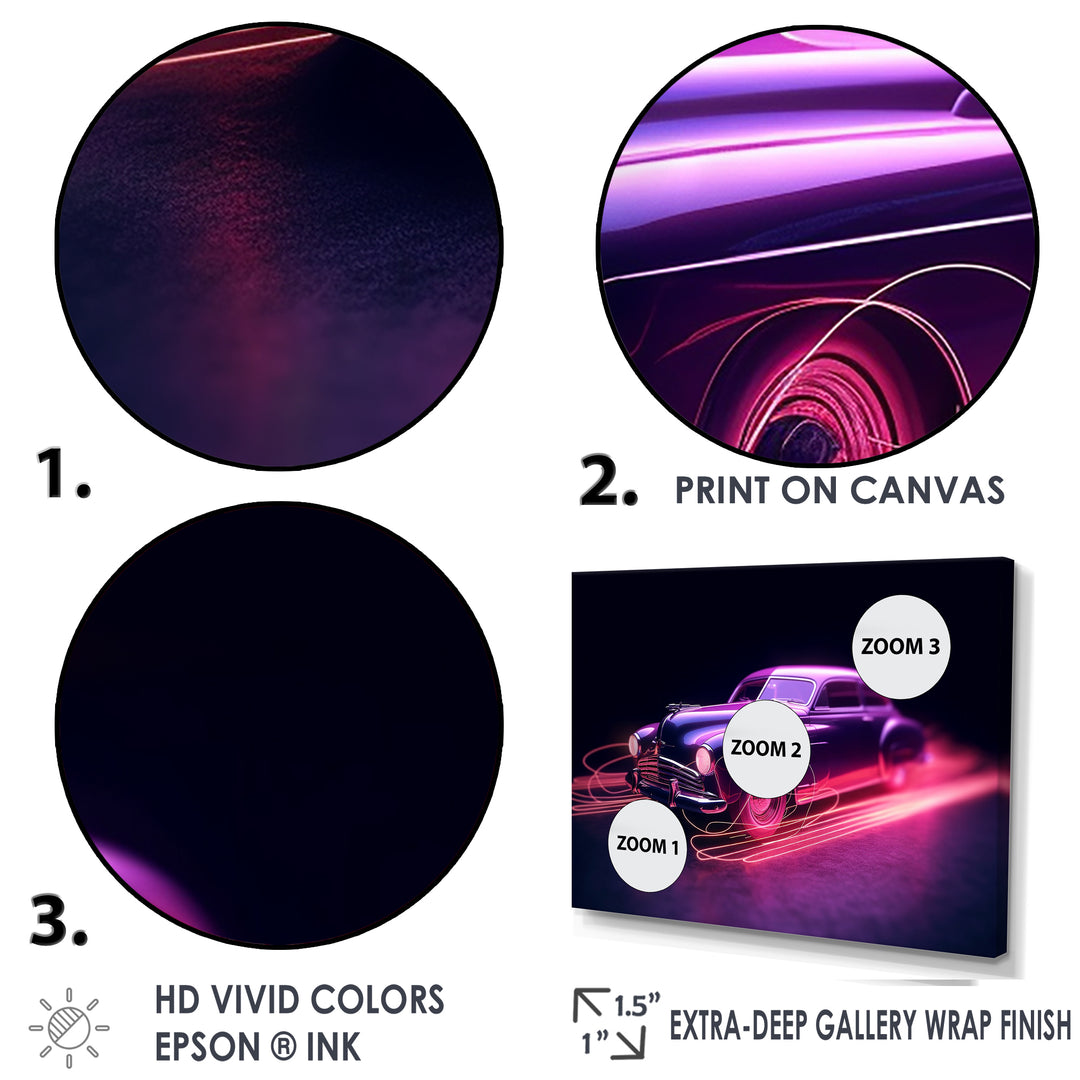 Neon Light American Muscle Car - Cars American Muscle Canvas Wall Art