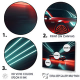 Neon Light Strips Around Red Sedan - Car/Van Canvas Wall Art