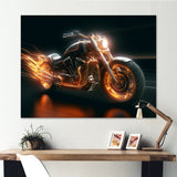 Neon Light Strips Motorcycle - Car/Van Canvas Wall Art