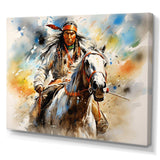 Colorful Native Indian Warrior - People Canvas Wall Art