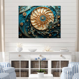Gold And Blue Nautilus Vortex - Nautilus Canvas Wall Art