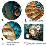 Gold And Blue Nautilus Vortex - Nautilus Canvas Wall Art