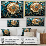 Gold And Blue Nautilus Vortex - Nautilus Canvas Wall Art