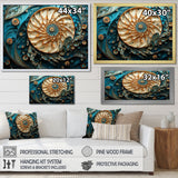 Gold And Blue Nautilus Vortex - Nautilus Canvas Wall Art