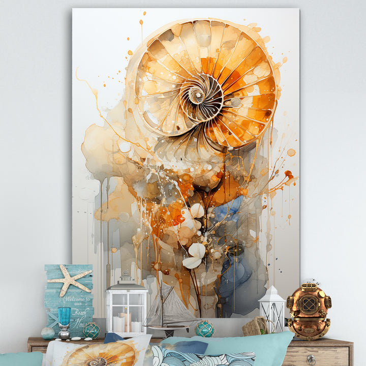Golden Nautilus Spiral - Nautilus Wall Art Prints