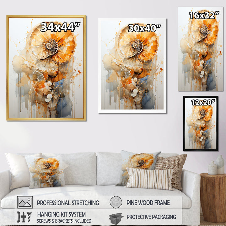 Golden Nautilus Spiral - Nautilus Wall Art Prints