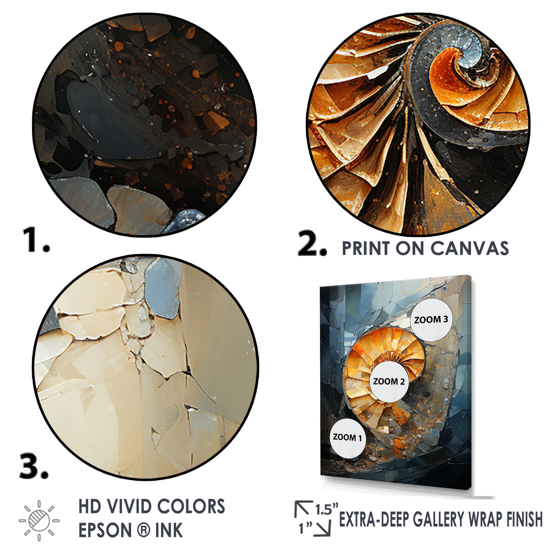 Golden Sea Sheel Spiral - Gold Nautilus Wall Art