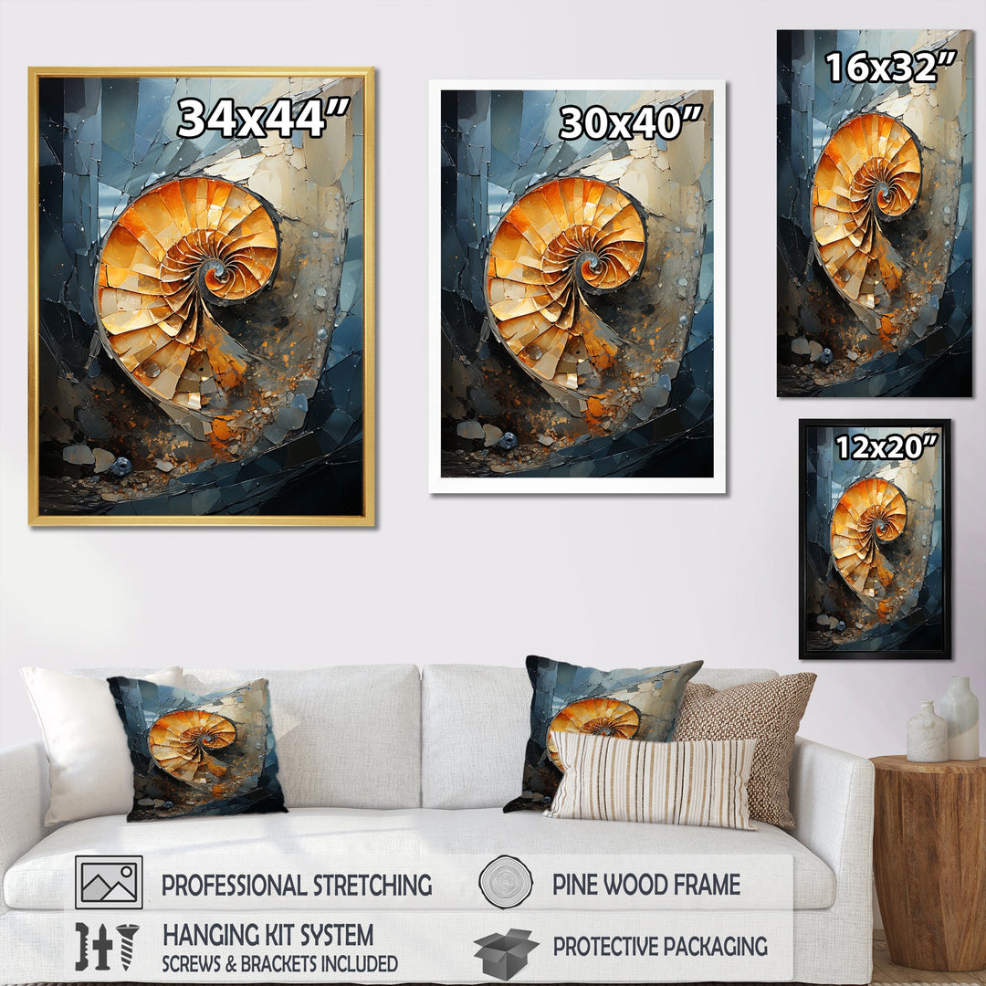 Golden Sea Sheel Spiral - Gold Nautilus Wall Art