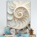 Ivory Infinity Sea Sheel Spiral - Nautilus Framed Canvas Art