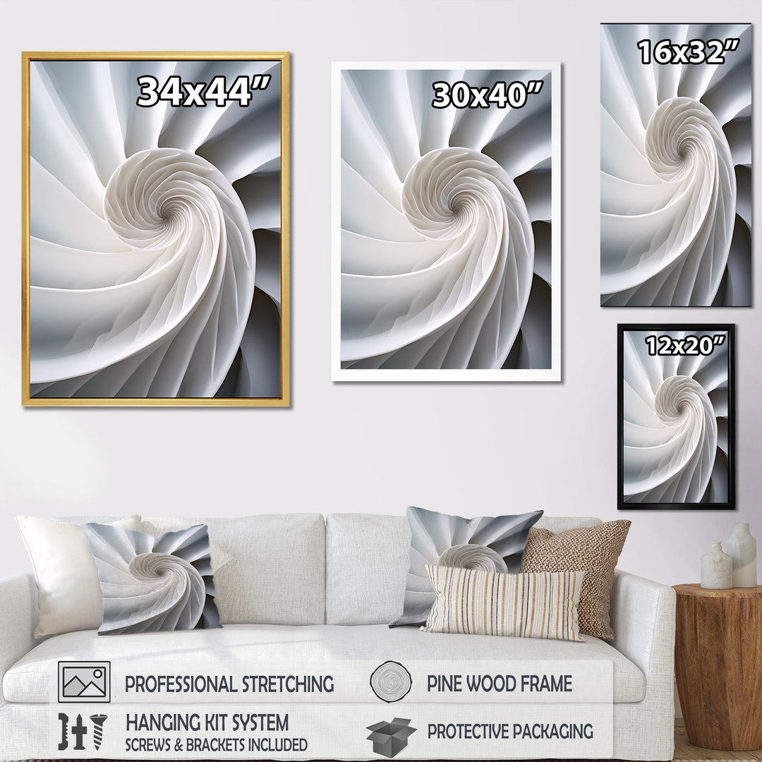 Ivory Sea Sheel Infinity Spiral - Nautilus Large Canvas Wall Art