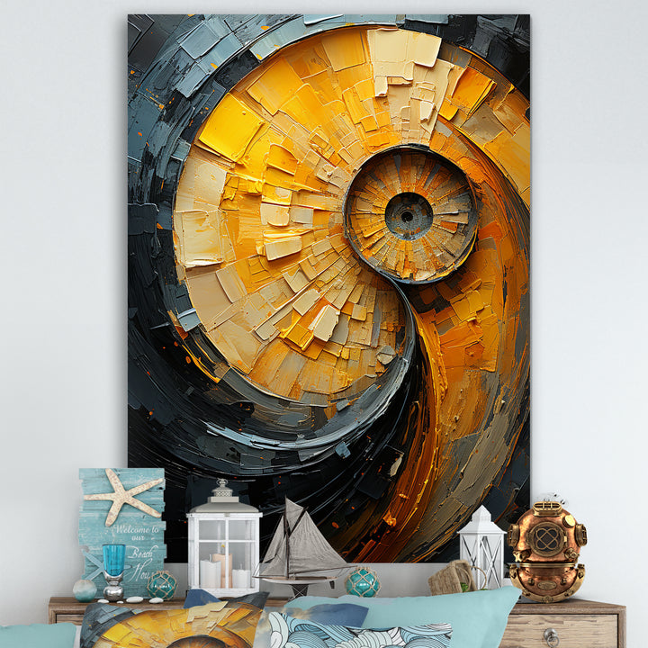 Lemon Labyrinth Nautilus Spiral - Nautilus Living Room Wall Art