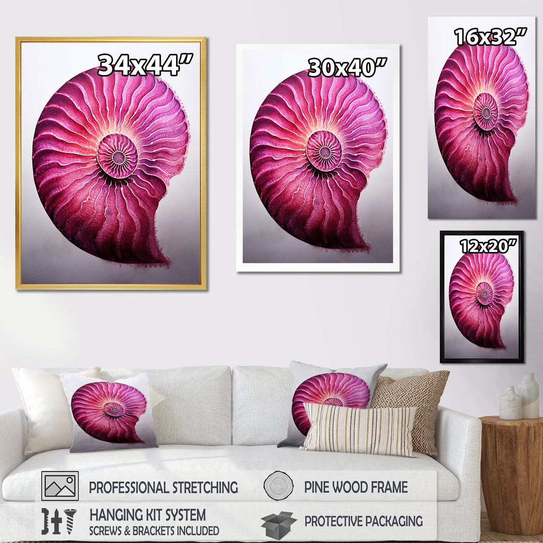 Magenta Marine Sea Sheel Spiral - Nautilus Bedroom Wall Art