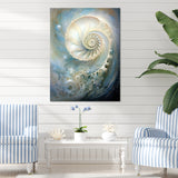 Blue And White Nautilus Pearl Passage - Nautilus Wall Art Prints