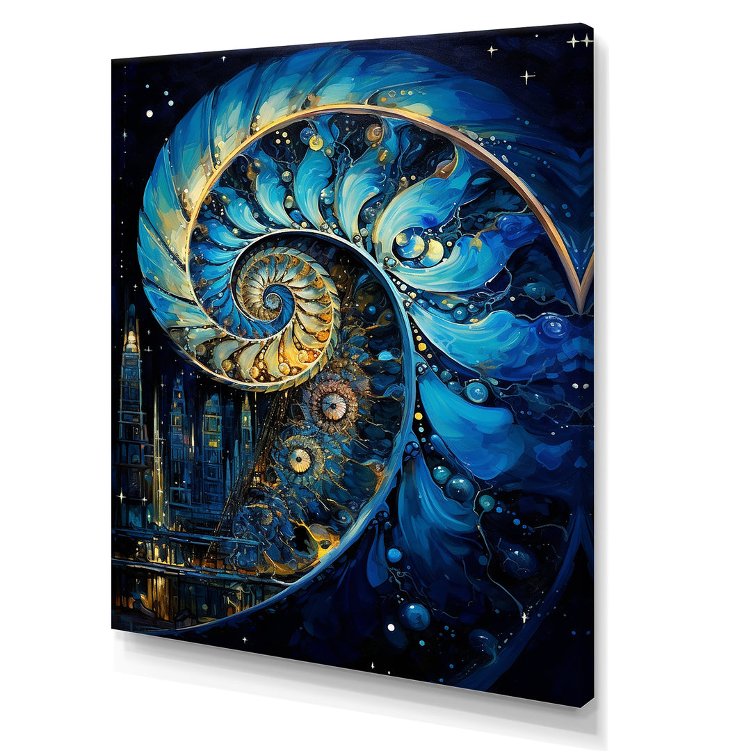 Nautilus Sapphire Shellfish - Nautilus Framed Canvas Art