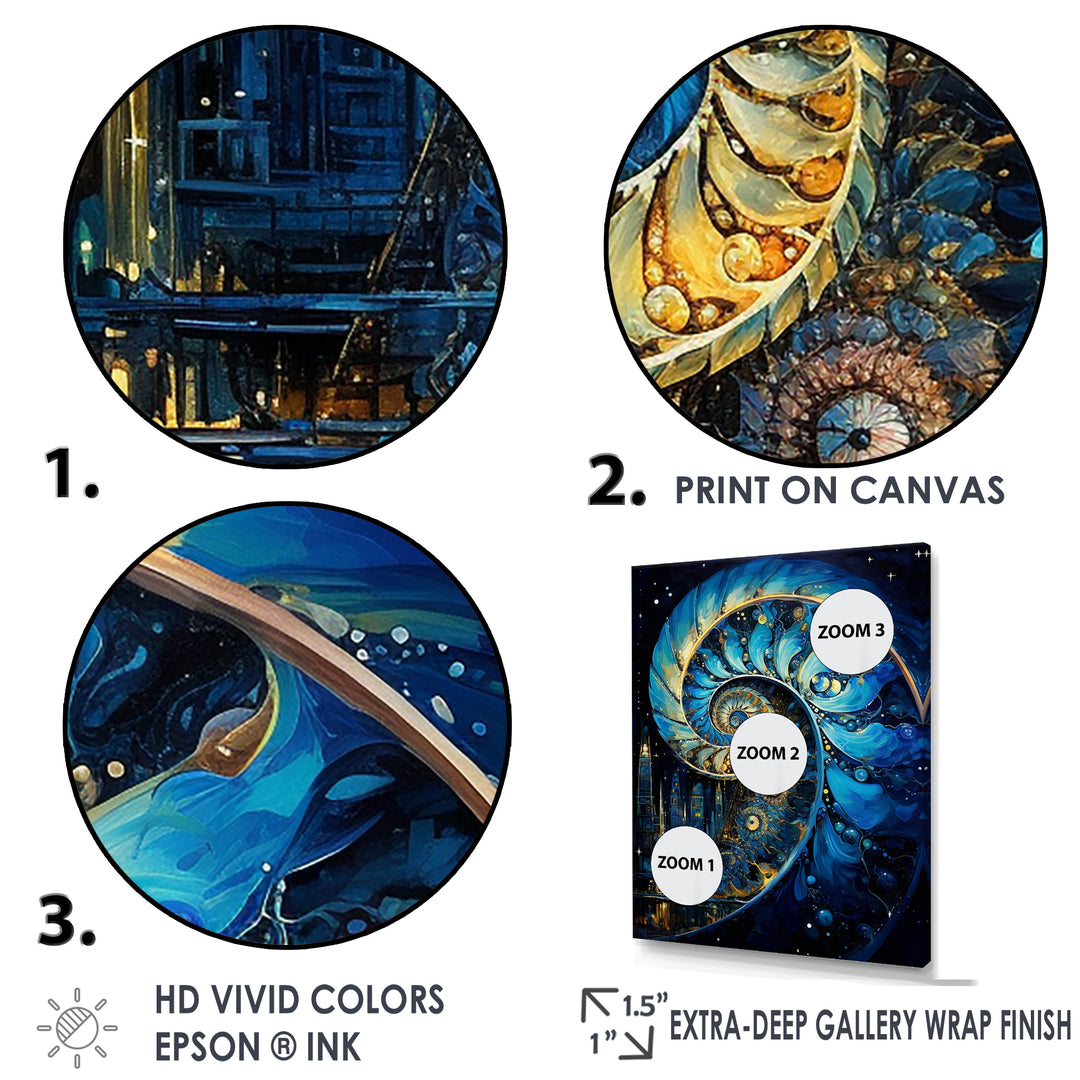 Nautilus Sapphire Shellfish - Nautilus Framed Canvas Art