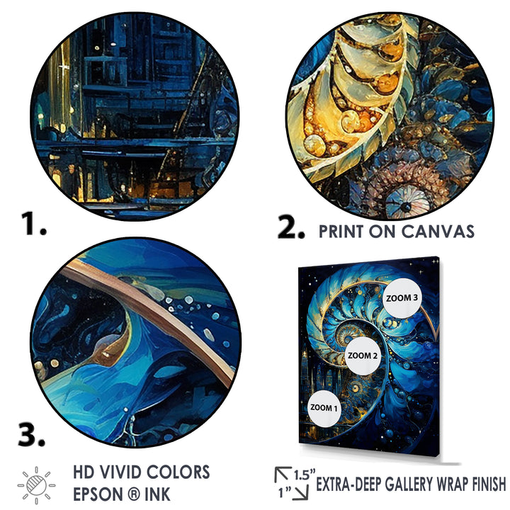 Nautilus Sapphire Shellfish - Nautilus Framed Canvas Art