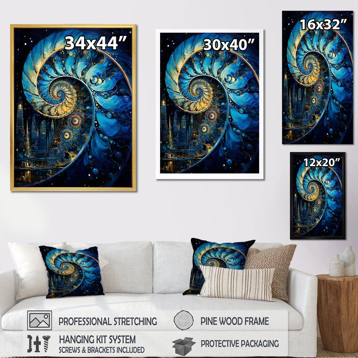 Nautilus Sapphire Shellfish - Nautilus Framed Canvas Art