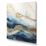 White And Blue Goldern Abstract River - Landscapes Canvas Wall Art