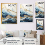 White And Blue Goldern Abstract River - Landscapes Canvas Wall Art