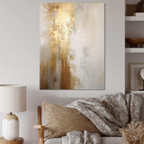 Minimal Gold And Beige Abstract River IV - Landscapes Canvas Wall Art