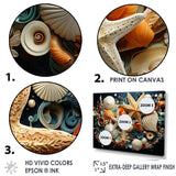 Modern Beach Shellfish Collage - Coastal Canvas Wall Art