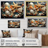 Modern Beach Shellfish Collage - Coastal Canvas Wall Art