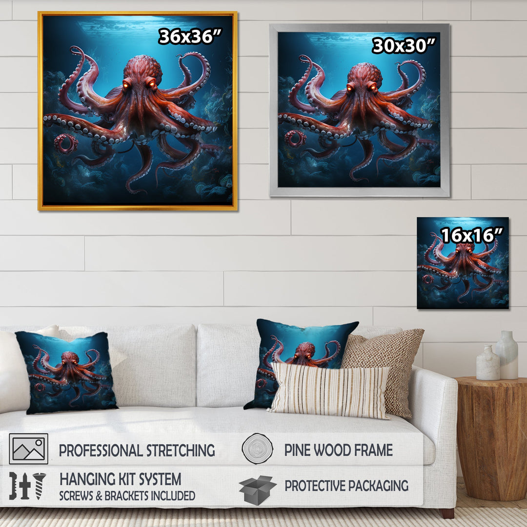 Cosmic Art Style Octopus - Coral Octopus Wall Art
