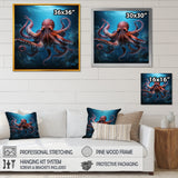 Cosmic Art Style Octopus - Coral Octopus Wall Art