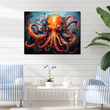 Octopus Expressionist Abyss - Octopus Framed Canvas Art