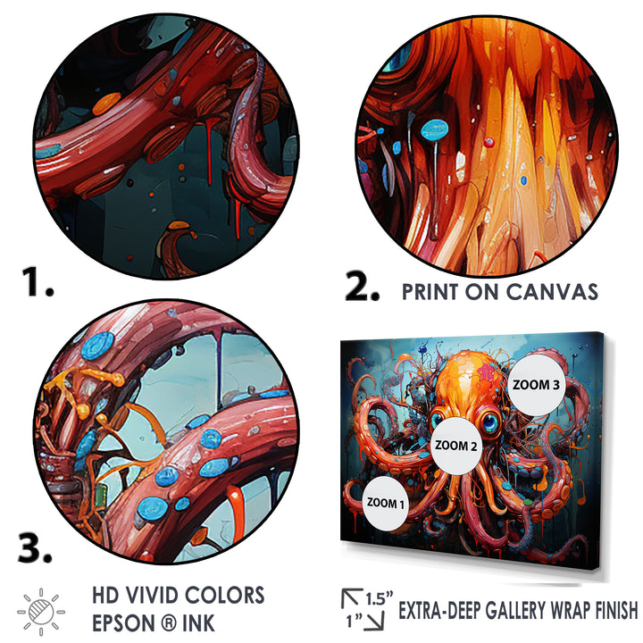 Octopus Expressionist Abyss - Octopus Framed Canvas Art